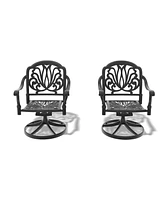 Cast Aluminum Patio Swivel Chair 2PCS With Black Frame and Cushions In Random Colors