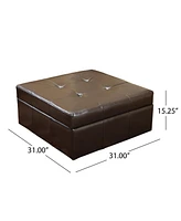 Contemporary Storage Ottoman with Tufted Waffle Stitch and Rolling Casters