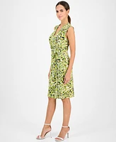 Kasper Women's Printed Sleeveless Wrap-Style Dress
