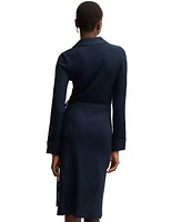 Boss by Hugo Women's Lustrous Ribbed Wrap Dress