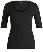 Boss by Hugo Women's Ribbed Scoop Neck T-Shirt