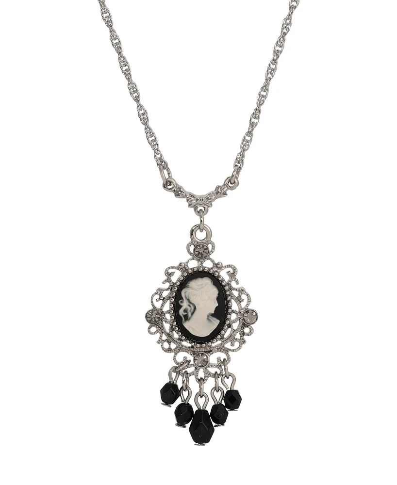 2028 Resin Cameo Glass Crystal Necklace