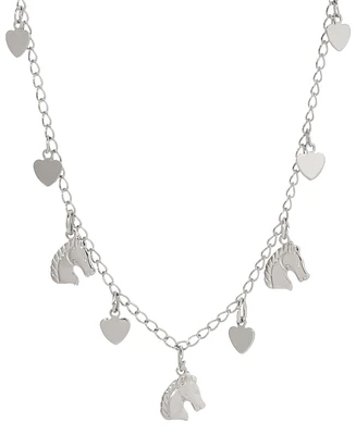 2028 Silver-Tone Horse Heart Charm Necklace