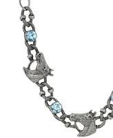 2028 Silver-Tone Horse Blue Crystal Necklace