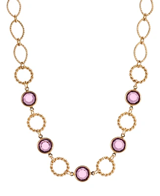 2028 14K Gold Dipped Purple Crystal Channel Set Necklace