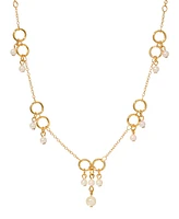 2028 Faux Cultivated Pearl Gold-Tone Circle Station Necklace