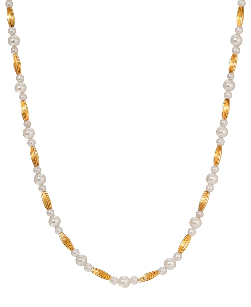 2028 Faux Cultivated Pearl Gold-Tone Bead Strand Necklace