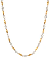 2028 Faux Cultivated Pearl Gold-Tone Bead Strand Necklace