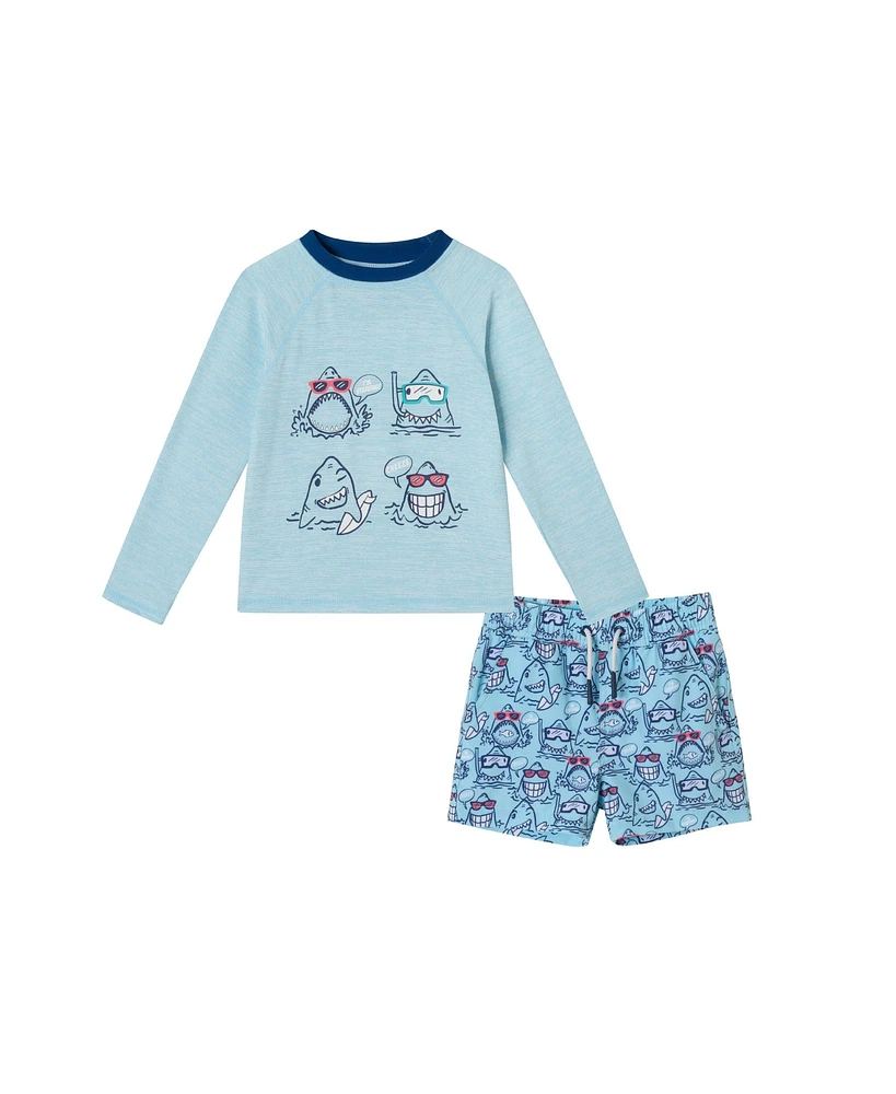 Toddler/Child Boys Shark Graphic Rashguard Set
