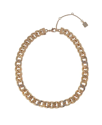 Laundry by Shelli Segal Gold Tone Chunky Chain Necklace with Pave Stones