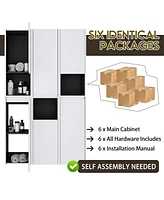 12" Bathroom Side Cabinet,6-Soft Close Doors,Float Mounting Design,0112WH3-0212WH-K3(Kd-Packing)