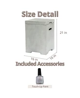 Outdoor Tank Table for Gas Fire Pits, Hides Propane Tank Cover, Concrete Light Gray, Side Handles