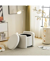 Cozy Boucle Storage Ottoman: Stylish Comfort with Hidden Storage, White