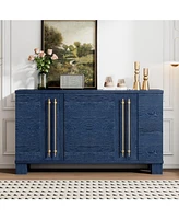 Antique Navy Wood Sideboard with Adjustable Shelves