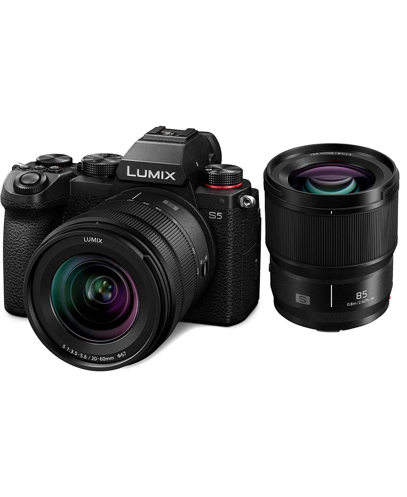 Panasonic Lumix Dc-S5 Mirrorless Camera with Lumix S 20-60mm f/3.5-5.6 L-Mount Lens and Lumix S 85mm f/1.8 L-Mount Lens