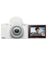 Sony Zv-1F Vlogging Camera, White with ACCVC1 Vlogger Accessory Kit