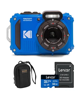 Kodak Pixpro WPZ2 16MP Full Hd Waterproof Rugged Digital Camera, Blue, Bundle with 32GB Memory Card and Camera Bag