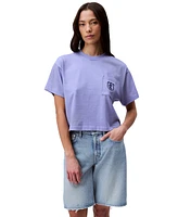 Calvin Klein Jeans Women's Monogrammed Logo Crest Boxy Cropped T-Shirt