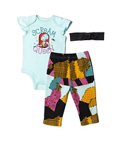 Nightmare Before Christmas Bodysuit Pants and Headband 3 Piece Outfit Set