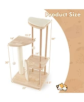 Multi-Level Modern Cat Tower with Scratching Board & Post Stylish & Fun Playhouse for Cats