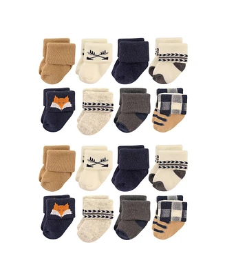 Hudson Baby Cotton Rich Baby Terry Socks 16-Pack, Forest, 6-12 Months