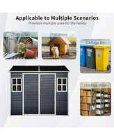 8x4ft Resin Outdoor Shed with Two Windows and Double Door