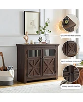 Espresso Coffee Bar & Storage Cabinet with Barn Door