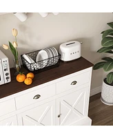 Farmhouse Buffet Cabinet with Storage and Adjustable Shelves (53" x 17" x 33")