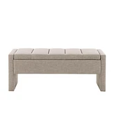 Upholstered Bed End Bench with Storage, Linen Grey-Brown
