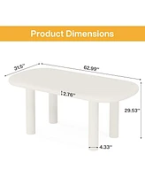 Tribesigns Oval Dining Table for 6 People, 63-Inch Modern Kitchen Table, Wood Dinner Table with Cylindrical Legs for Kitchen Dining Room (Only Table)