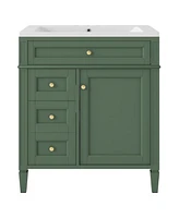30" Modern Bathroom Vanity with Top Sink and Storage