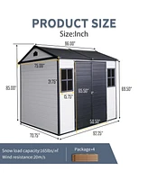 8x6 Resin Outdoor Storage Shed with Lockable Door and Windows