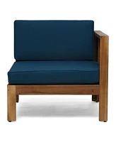 Exotic Acacia Wood Sectional Sofa Set with Water-Resistant Cushions for Outdoor Comfort
