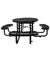 Round Outdoor Steel Picnic Table 46" black, with umbrella pole