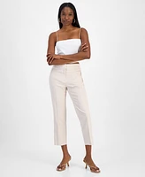 Bar Iii Women's Striped Straight-Leg Cropped Pants, Exclusively at Macy's