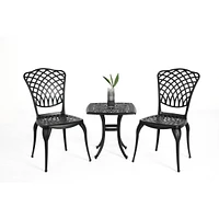 3-Piece Rustproof Cast Aluminum Bistro Set: 2 Chairs + Table