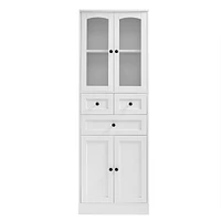 Tall Bathroom Storage Cabinet, Cabinet with Four Doors and Drawers, Adjustable Shelf, Mdf Board, White