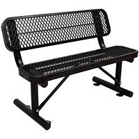 4 ft. Outdoor Steel Bench with Backrest Black