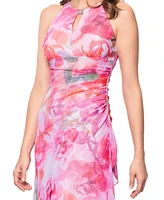 Betsy & Adam Petite Printed Mesh Halter Dress