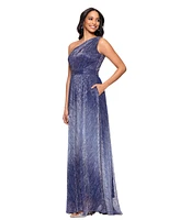 Betsy & Adam Women's Metallic Ombre One-Shoulder Gown