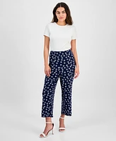 Anne Klein Women's Printed Pull-On Cropped Pants
