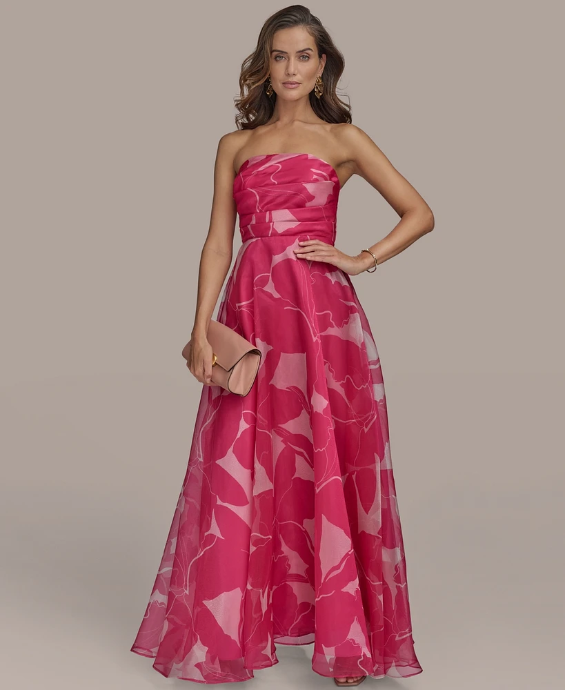 Donna Karan New York Women's Printed Strapless Ball Gown