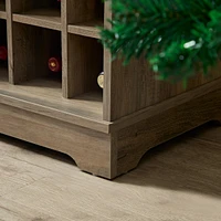 Farmhouse Wine Bar Cabinet with Adj. Shelves and Wine Rack, 31.5