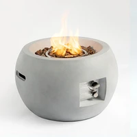 24" Graphite Outdoor Propane Fire Pit Table with Cover and Lava Rocks