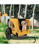 Yellow Outdoor Heavy Duty Foldable Utility Pet Stroller Dog Carriers Bicycle Trailer