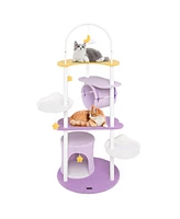 Large Cat Tower with Jumping Platforms Multi-Level Playhouse for Active Cats