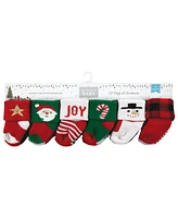 Hudson Baby Cotton Rich Baby Terry Socks 24-Pack, 12 Days Of Christmas Santa, 12-24 Months