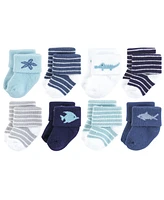 Hudson Baby Cotton Rich Terry Socks 16-Pack, Ocean Friends, 0-6 Months