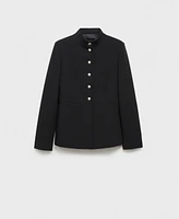 Mango Women's Mandarin Collar And Jewel Buttons Jacket