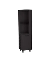 Fm Furniture Leah Corner Bar cabinet with ample storage and wine rack, Wengue